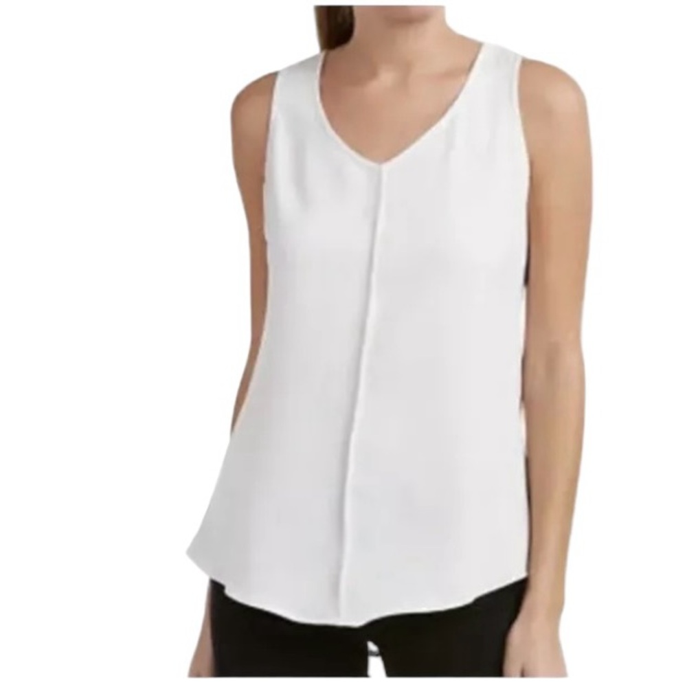 CAbi Women's Domino Mesh Layered Sleeveless Blouse White Black Style#3076 Small